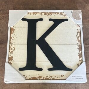 Black Letter K Wall Accent Sign - Cream Background